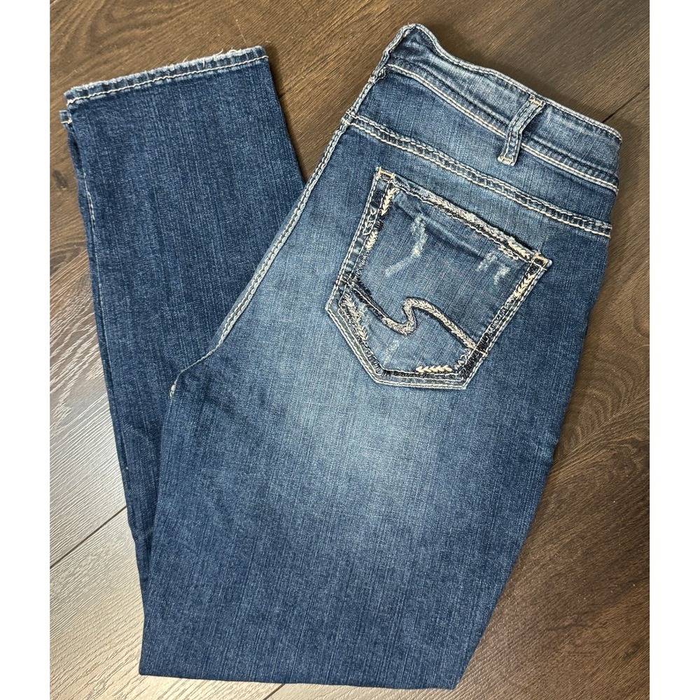 Silver Jeans Suki Ankle Slim Mid Rise Blue Size 14 Western Stretch Capri